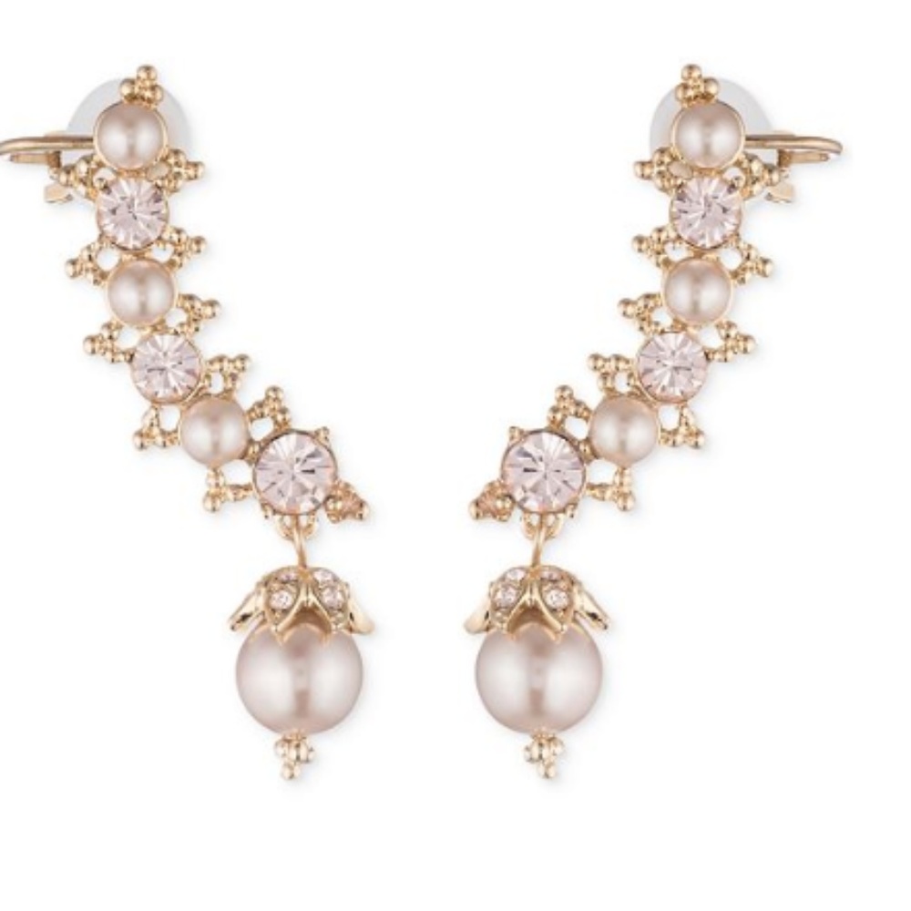 Marchesa Swarovski & Pearl Ear Climber Earrings